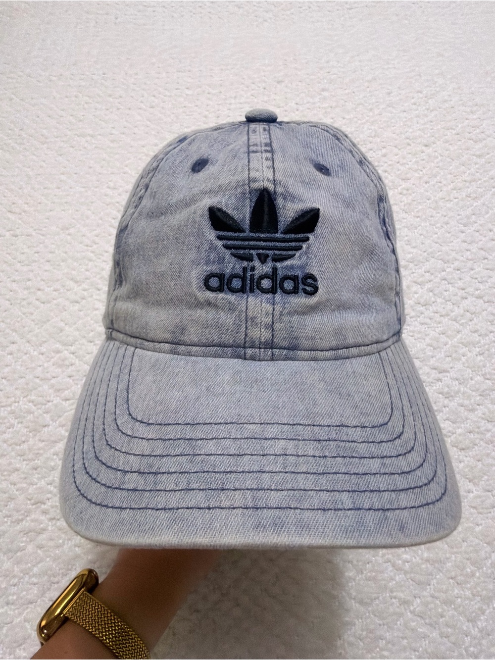 Adidas Logo Blue Denim Hat Cap Adjustable